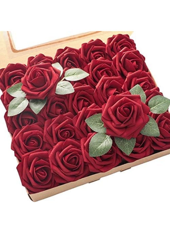 Artificial Flowers 25pcs Real Looking Fake Roses with Stems for DIY Wedding Bouquets  Bridal Shower Centerpieces Arrangements Party Tables Decorations - Image 1